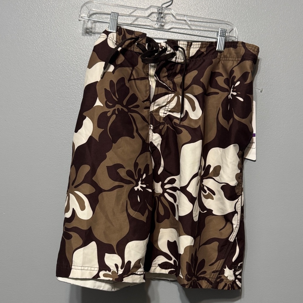 Speedo Brown and White Floral Men's Hybrid Shorts